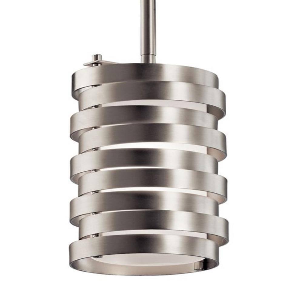 Roswell Brushed Nickel Mini Pendant with Satin Etched Glass