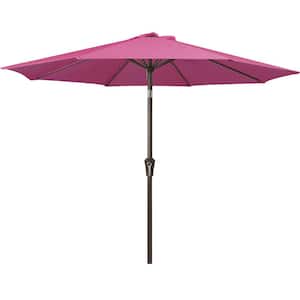 Air Vented 9 ft. Alloy Steel Market Solar Tilt Half Patio Umbrella in Rose Pink