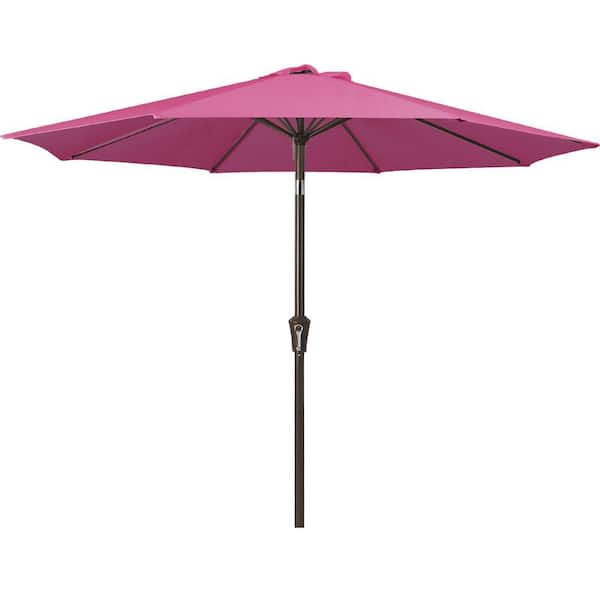 Unbranded Air Vented 9 ft. Alloy Steel Market Solar Tilt Half Patio Umbrella in Rose Pink