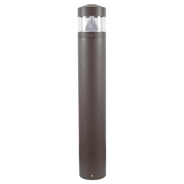 SOLUS Line-Voltage Bronze LED Landscape Bollard Light Exterior with Surface Mounted Aluminum Construction