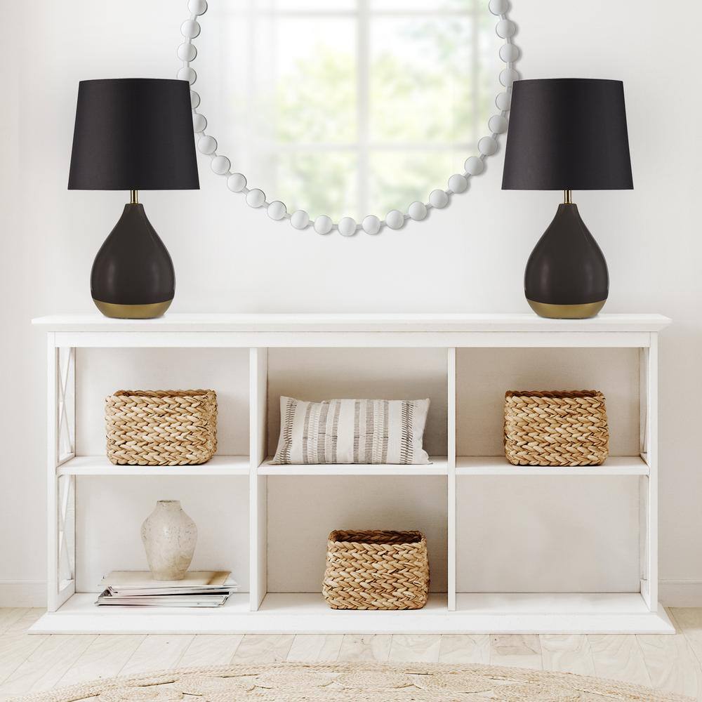 Liora Black and Gold Ceramic Table Lamp Set