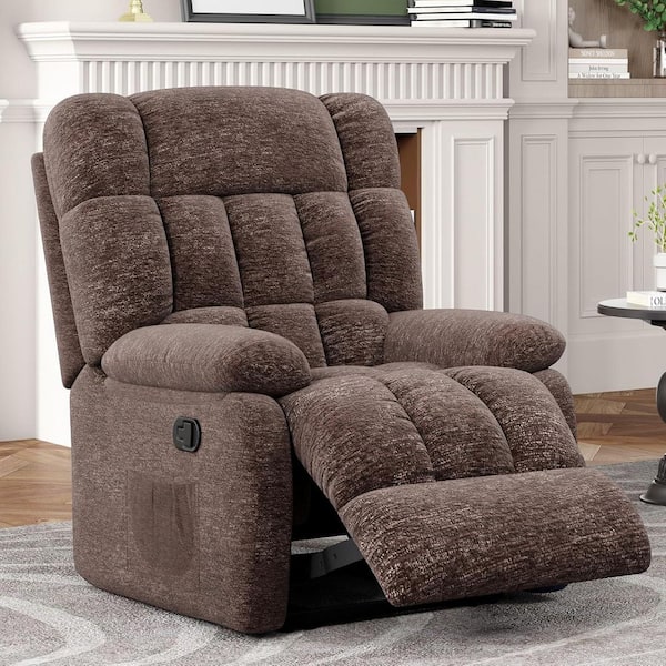 Chestnut Recliner with Side Pocket, Ergonomic, Recliner Sofa for Living Room
