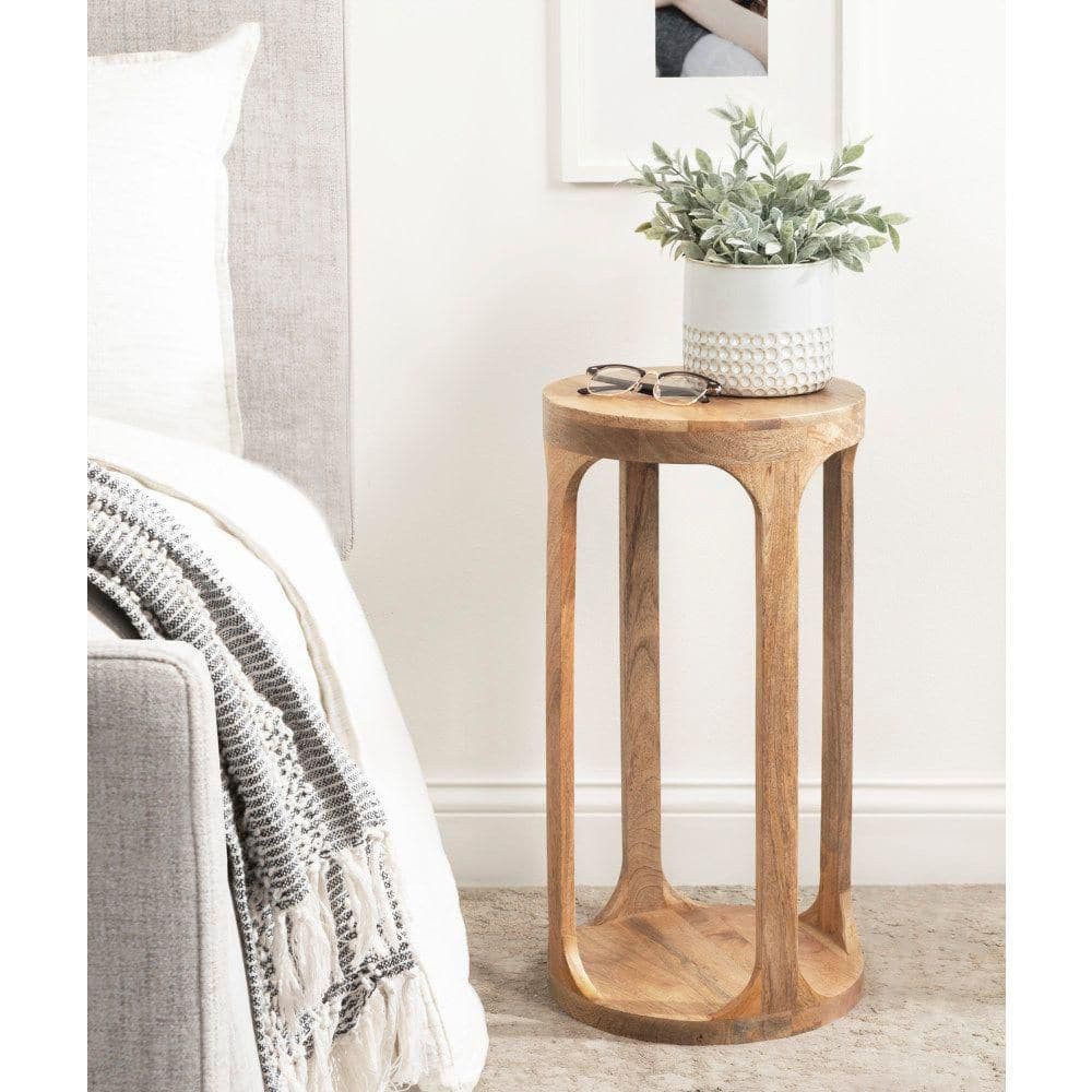 Dahl 12.00 in. Natural Round Solid Wood End Table - thumbnail 8
