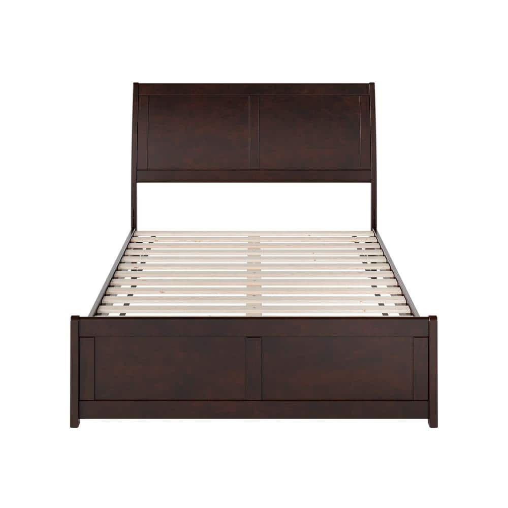 Valencia Espresso Full Wood Sleigh Platform Bed with Slats