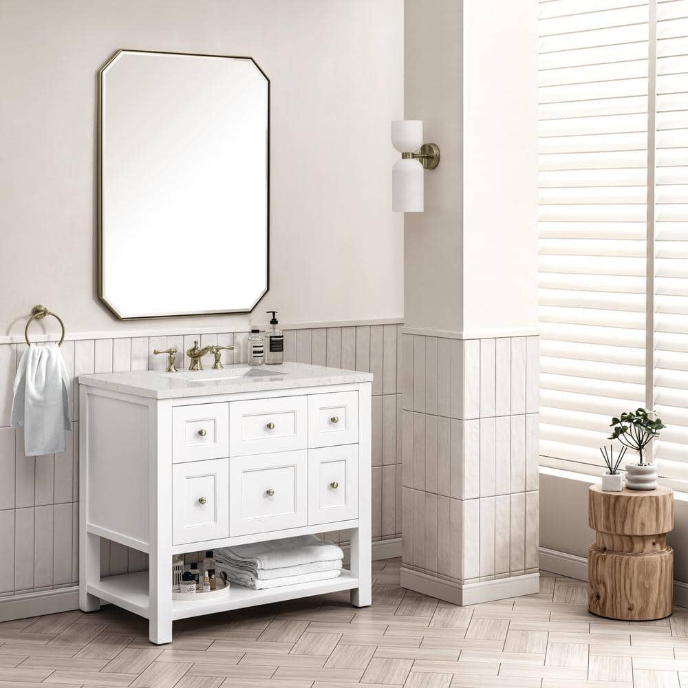 Breckenridge 36.0 in. W x 23.5 in. D x 34.2 in. H Single Bathroom Vanity Bright White and Lime Delight Quartz Top price history on PriceWatchPro
