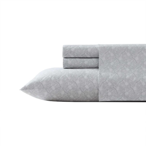 Pineapple Adventure 4-Piece Grey 100% Cotton Queen Sheet Set