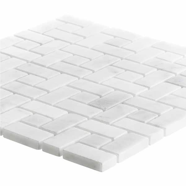 Jeffrey Court Checkmate White/Grey 11.875 in. x 11.875 in. Square Honed Carrara/Bardiglio Marble Mosaic Tile (9.79 Sq. ft./Case)