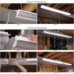 4 ft. Linkable LED Shop Light Garage Light On Off Pull Chain Switch 3200 Lumens 4000K Bright White (8-Pack)