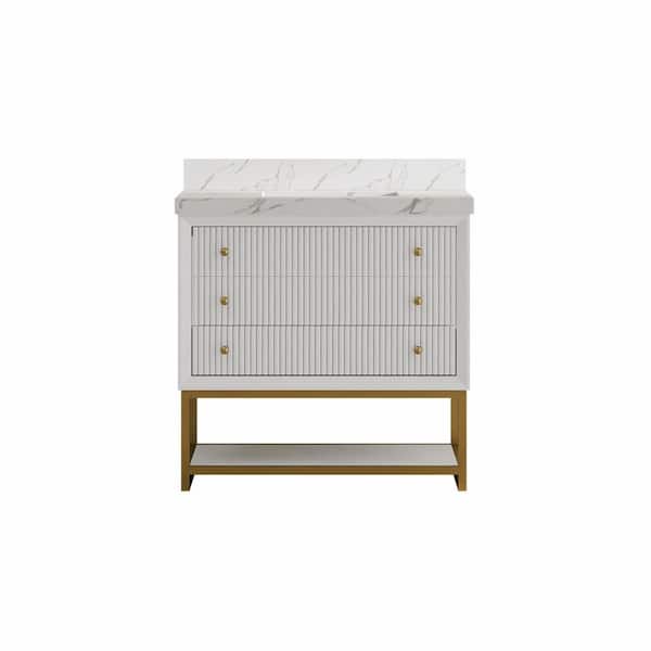 Wilton 36 in. Single Sink Freestanding White Bath Vanity with White Cultured Marble Top Assembled