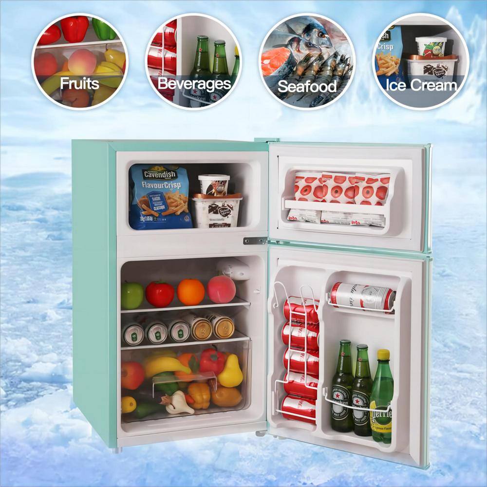Mint Green Compact Retro 3.2 Cu. Ft. Mini Refrigerator with Freezer