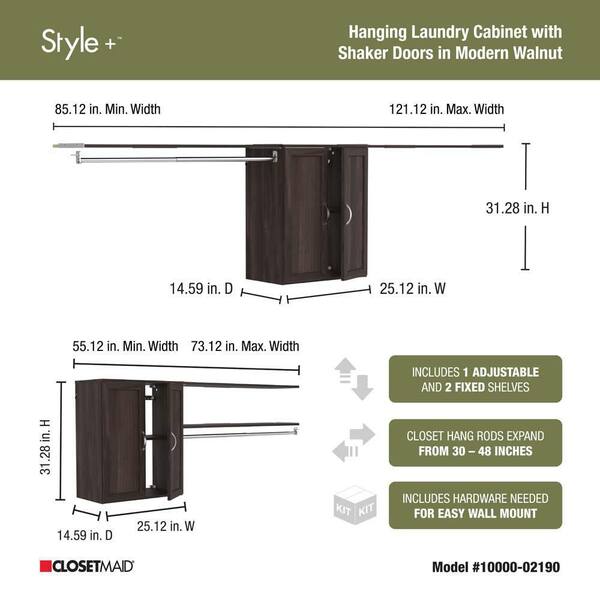 ClosetMaid Style+ 55.12 in. W - 121.12 in. W Chocolate Hanging