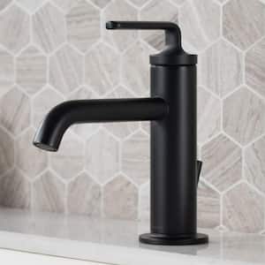 Ramus Single Handle Bathroom Sink Faucet with Lift Rod Drain in Matte Black (2-Pack)
