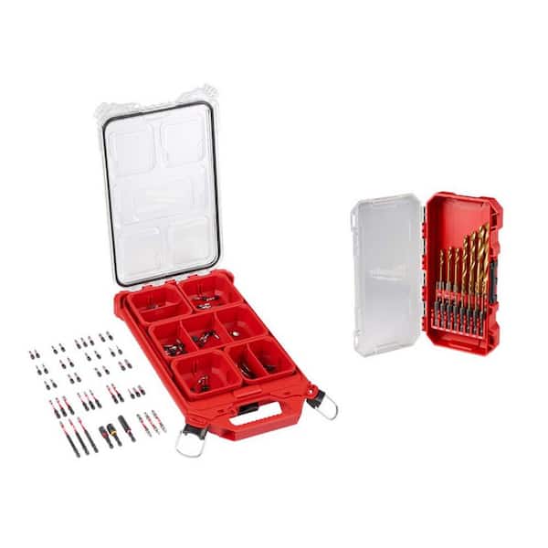 Milwaukee Shockwave Impact Duty Alloy Steel Screw Driver Bit Set with Titanium Drill Bit Set with Packout Case (105-Piece)
