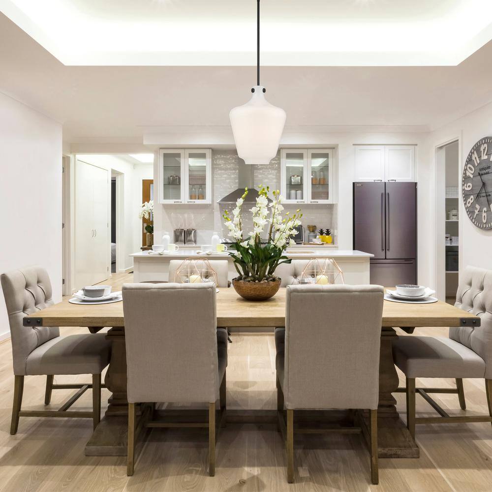 Matte Black Glass Indoor/Outdoor Pendant Light
