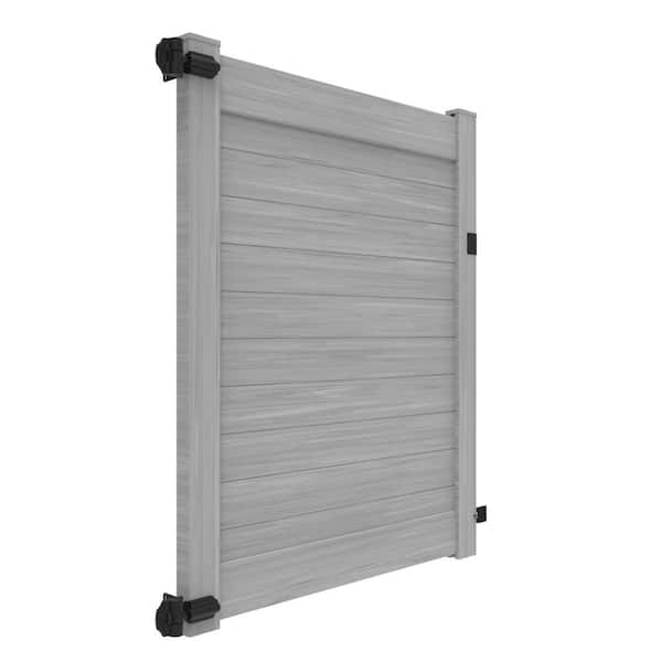 Barrette Outdoor Living Horizontal Fence 6 ft. x 58 in. in Vinyl Privacy Gate Driftwood