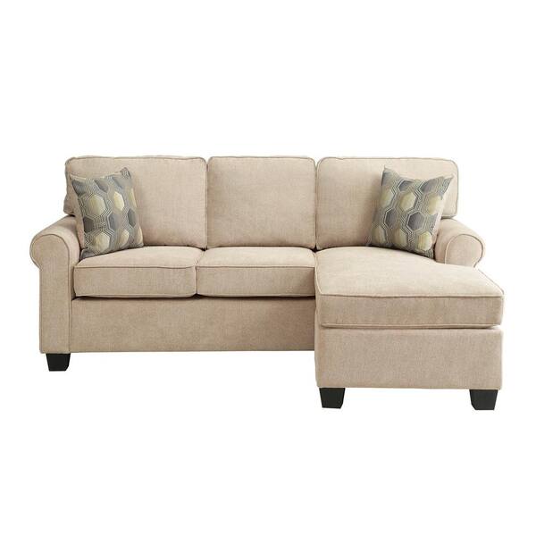 Spain castle media EVERGLADE HOME Bonita 82 in. W Microfiber Upholstery Reversible Sofa Chaise  in Sand Brown LX-9967-3SC - The Home Depot