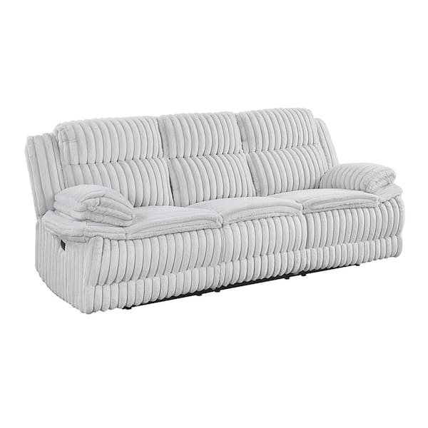 Dyersburg 95 in. W Pillow Top Arm Corduroy Rectangle Manual Double Reclining Sofa in Gray