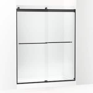 Claro 57-60 in. W x 74 in. H Frameless Sliding Shower Door in Matte Black with 1/4 in. Thick Crystal Clear Glass