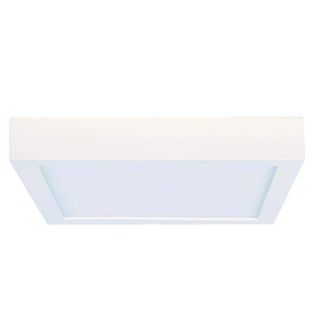 7 in. White Square Flush Mount Ceiling Light with Plastic Shade, Dimmable 3