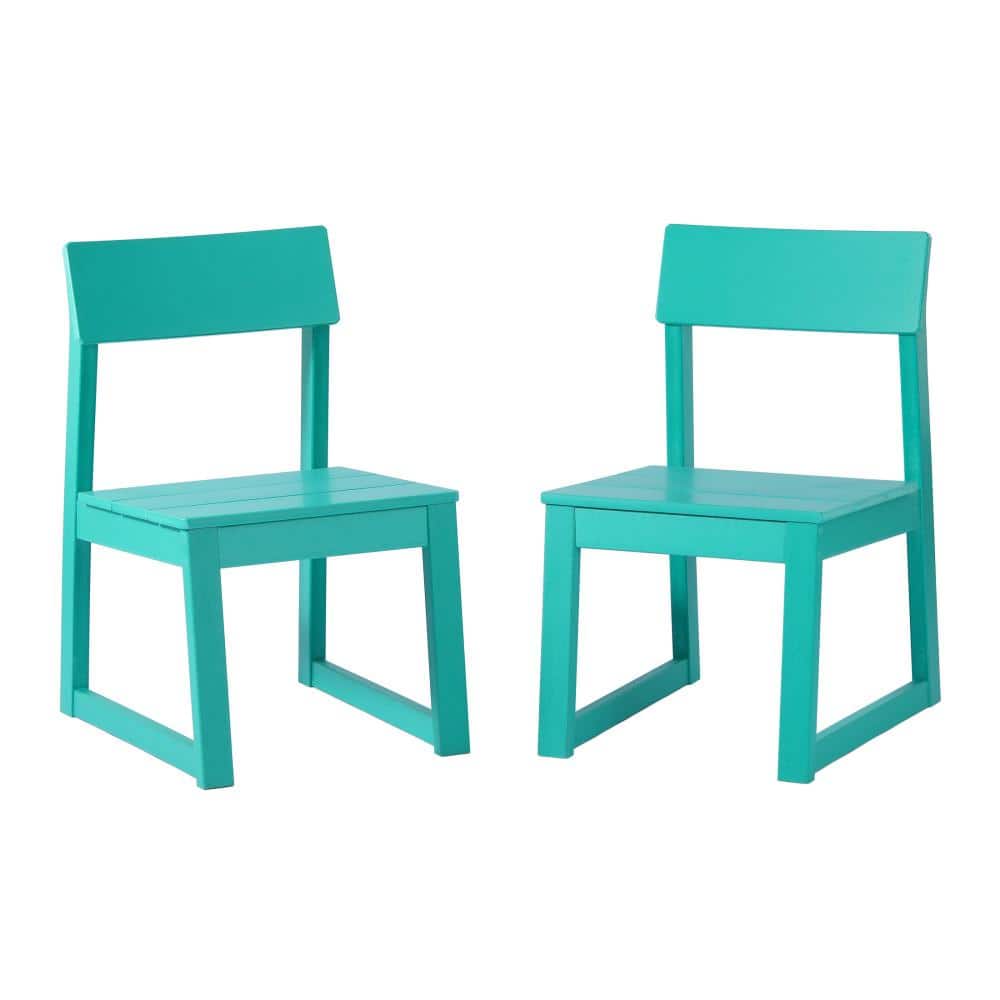 CoastSide Outdoor Patio HDPE Plastic Armless Modern Dining Side Chair (Set of 2), Turquoise