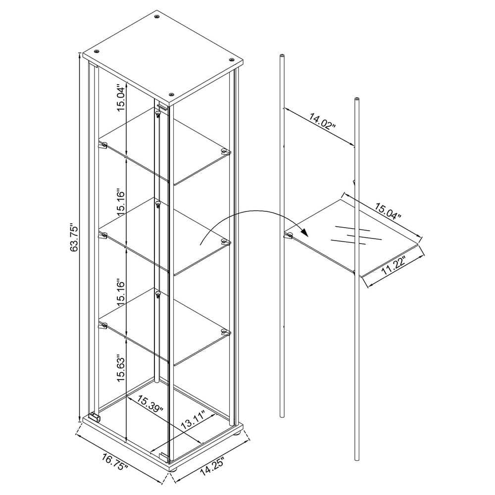 Sleek White and Chrome 4-Shelf Tall Curio Cabinet