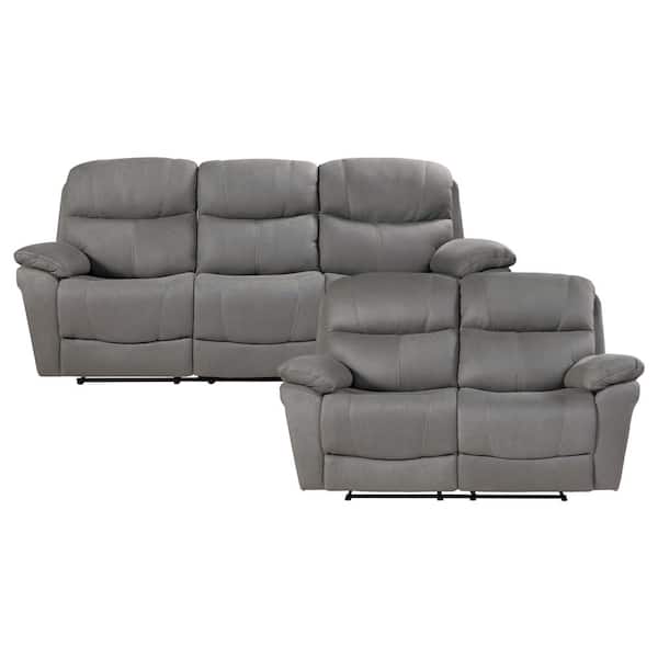 EVERGLADE HOME Mackay 154 in. W Round Arm Microfiber Rectangle Sofa in Gray
