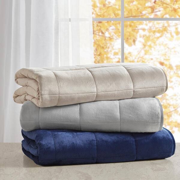 Sleep Philosophy Mink To Microfiber Navy 60 In X 80 In 17 Lbs Weighted Blanket Bl50 0957 The Home Depot