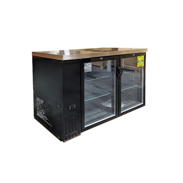 Elite Kitchen Supply 57 in. 15.24 cu. ft. Commercial Beer Black Glass Door Back Bar Cooler Case EBB60-H2 Black