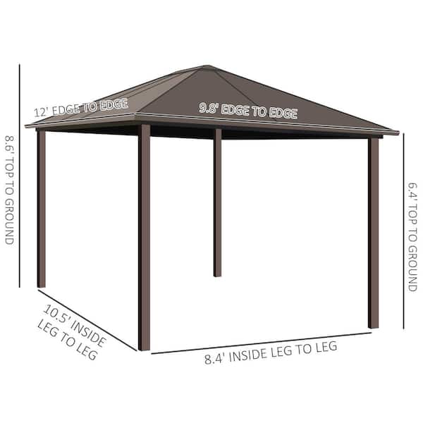 Outsunny 12 ft. x 10 ft. Steel Hardtop Canopy Gazebo with