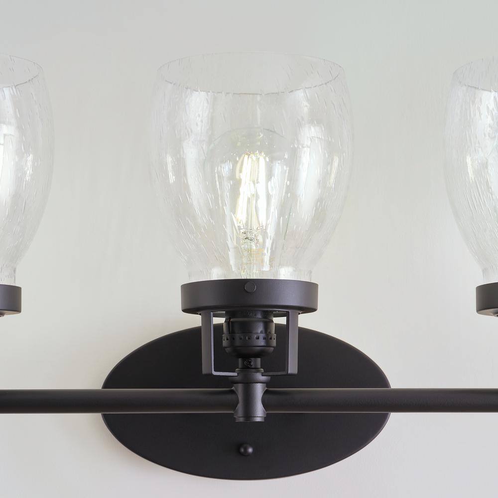 Belton Midnight Black 3-Light Vanity with Clear Seeded Glass