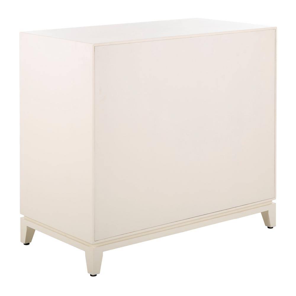 White and Brass Mid-Century 2-Door 1-Drawer Chest