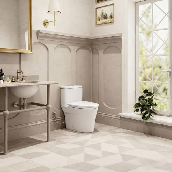 1-Piece 12 in. Rough In 1.1/1.6 GPF Dual Flush Elongated Toilet in White with Quick-Release Seat