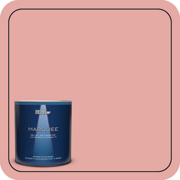 BEHR MARQUEE 1 qt. #MQ4-03 Coral Fountain One-Coat Hide Satin Enamel Interior Paint & Primer