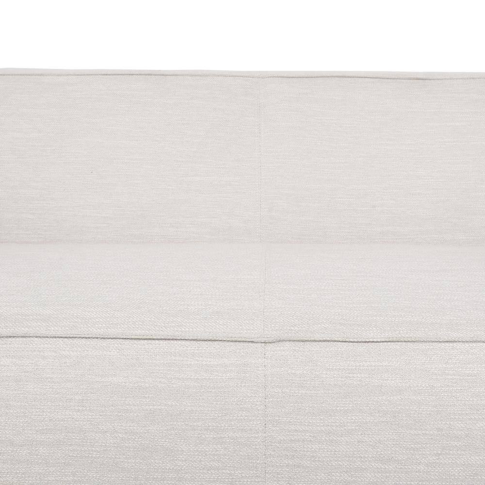 Beige and Dark Walnut Fabric Loveseat with Square Arms