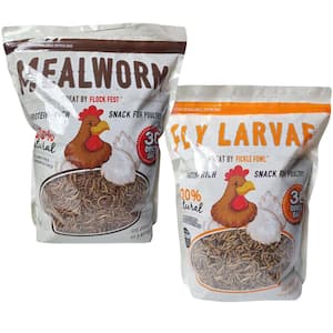30 Oz Poultry Protein-Rich Snack Soldier Fly Larvae/Mealworm Multi-Pk 100% Natural - No Additives, Preservatives (2-Bg)
