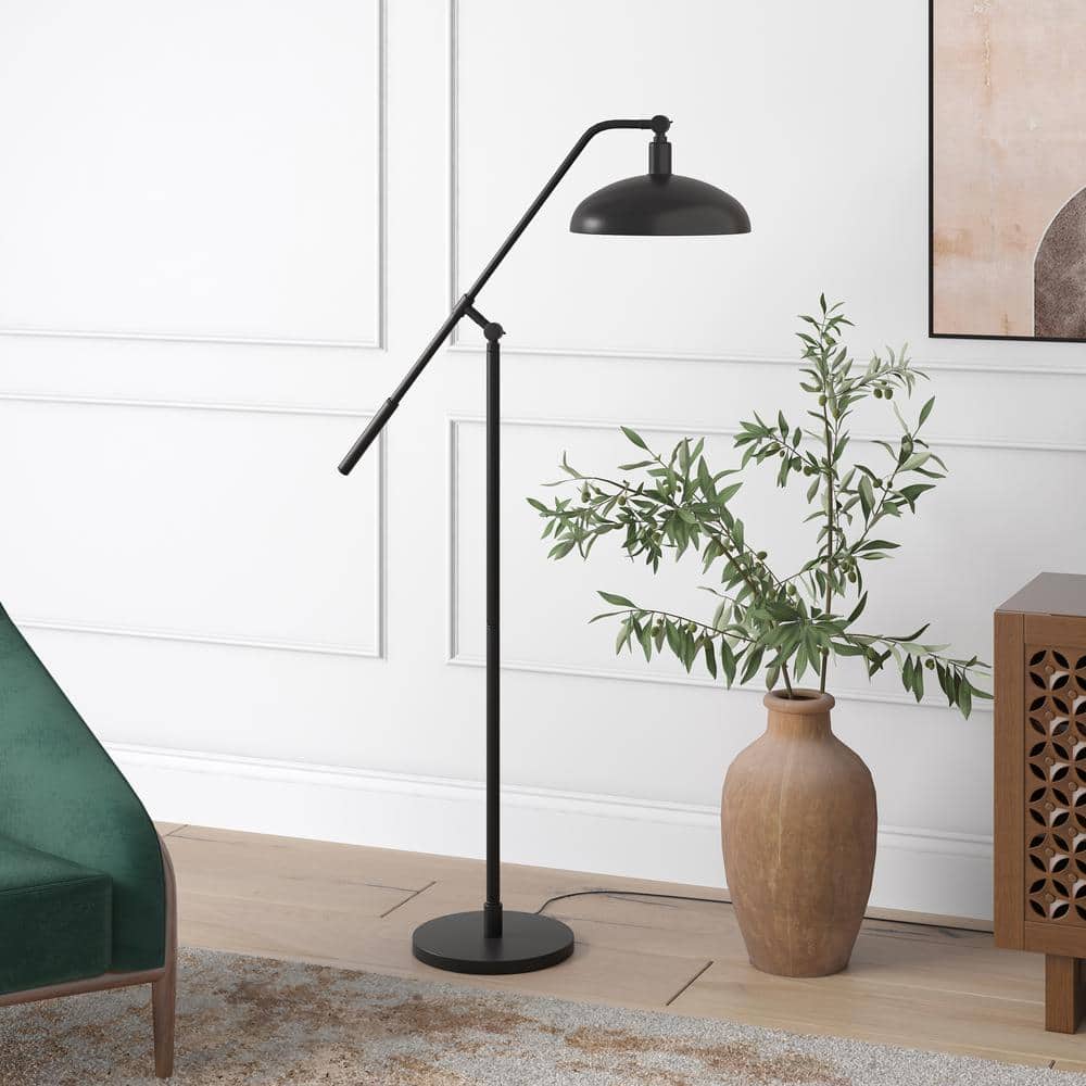 Devon Adjustable Blackened Bronze Floor Lamp with Boom Arm