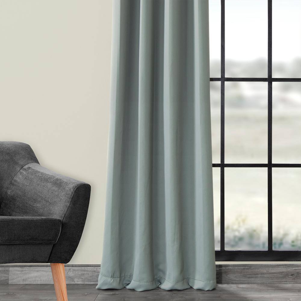 Neutral Grey Velvet Blackout Grommet Curtain Panel
