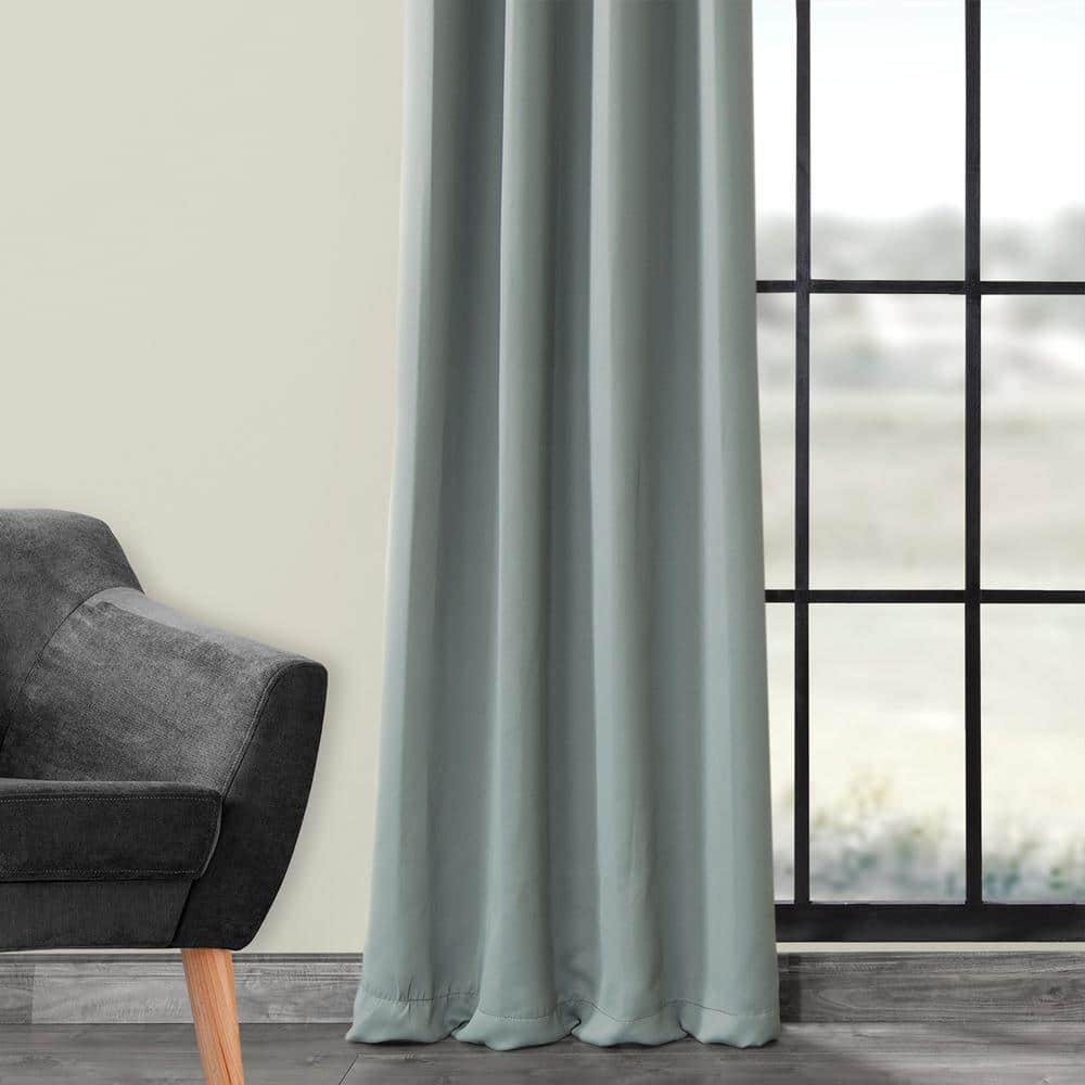 Neutral Grey Velvet Blackout Grommet Curtain Panel