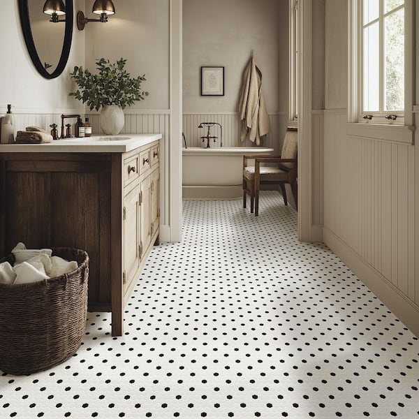 Adelaide Black and White 1 in. Hexagon 10in.x12in.x0.24in. Matte Porcelain Mesh-Mounted Mosaic Tile (12.45 sq. ft./Case)