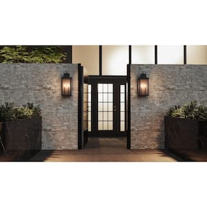 Abernathy 8.25 in. 2-Light Old Bronze Outdoor Wall Lantern Sconce with Clear Tempered Glass