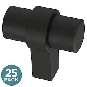 Essentials Simple Wrapped Bar 1-1/4 in. (32 mm) Matte Black Bar Cabinet Knob (25-Pack)