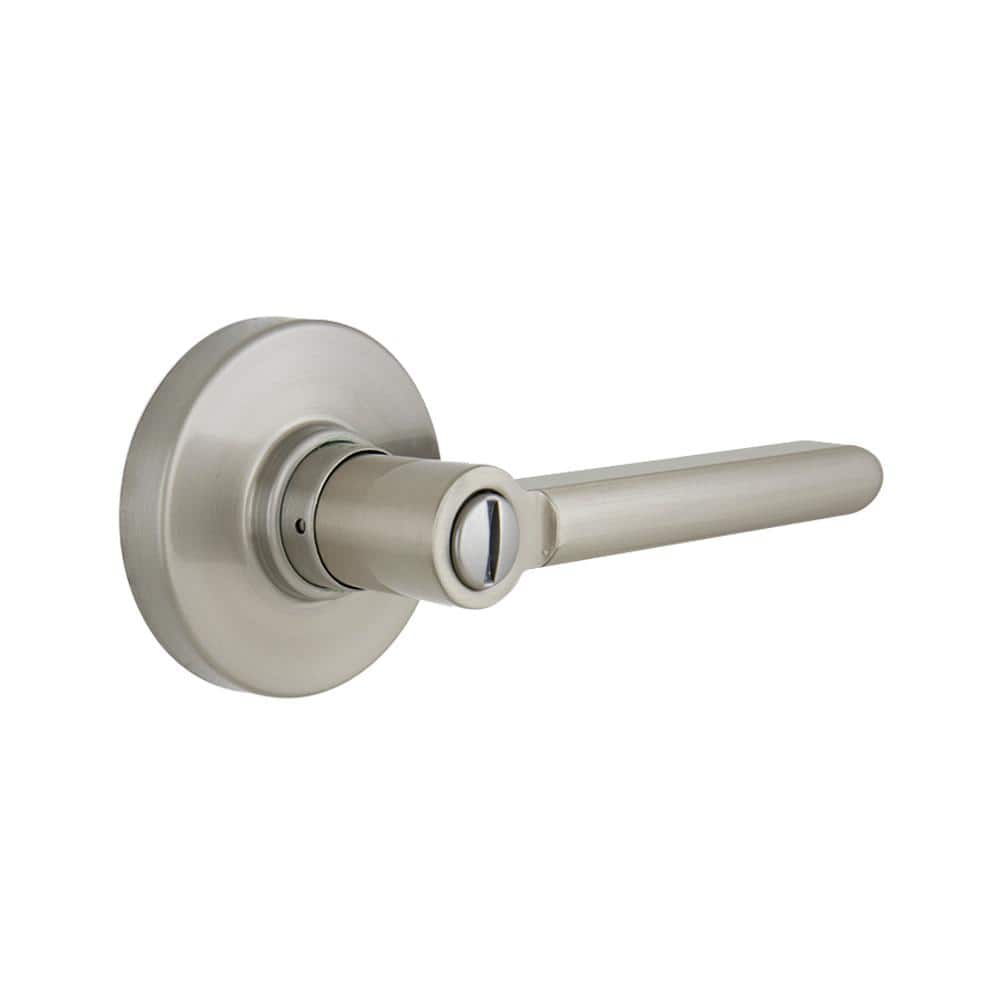Tonebridge Satin Nickel Bed/Bath Door Lever with Round Rose