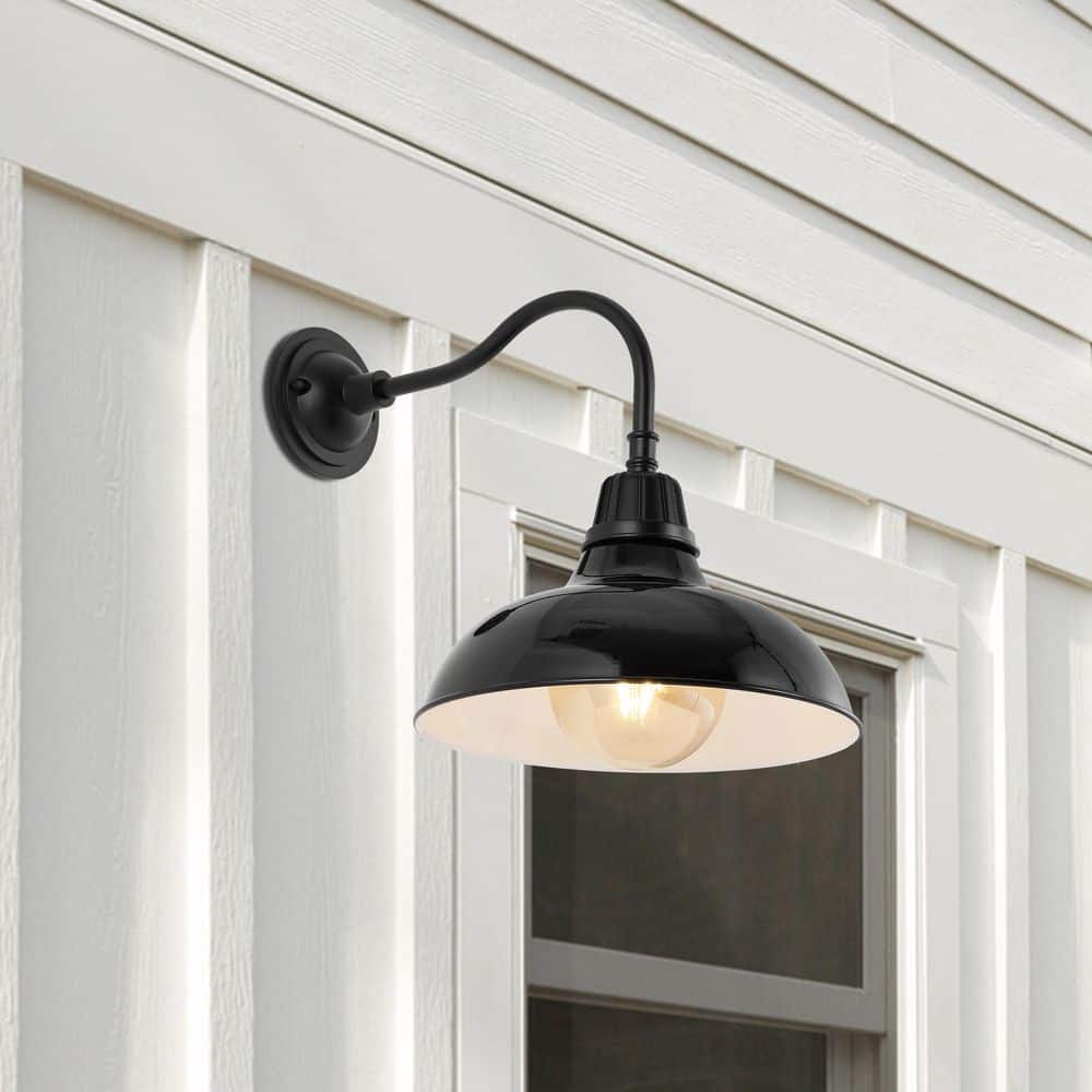 Aurora 12.25" Black Iron LED Gooseneck Arm Sconce