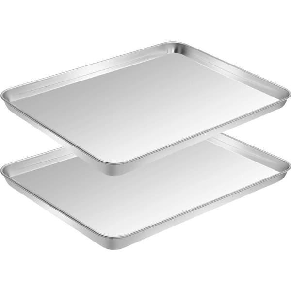5 qt. Silver Stainless Steel Pots/Pans Baking Sheet Pan 2 Pack Nonstick Dishwasher Safe Rust Resistant with Rack