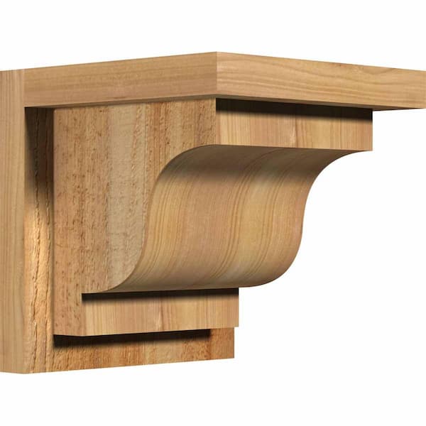 Ekena Millwork 8 in. x 8 in. x 8 in. Western Red Cedar Newport Rough Sawn Corbel with Backplate