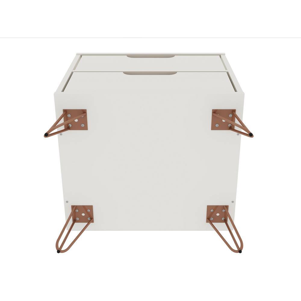 Set of 2 Off White Hairpin Leg 2-Drawer Nightstands