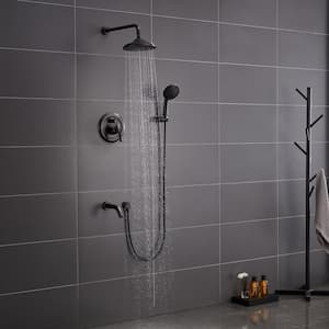 3-Spray Wall Mount Handheld Shower Head 1.8GPM 360-Degree Rotating Anti-Scald Value in Oil Rubbed Bronze