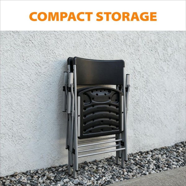 HDX Steel Frame Black/Silver Resin Arm Indoor/Outdoor Folding