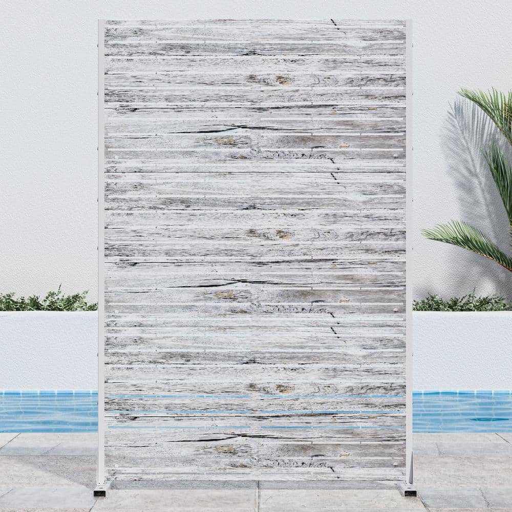 72 in. x 47 in. White Outdoor Metal Privacy Screen Garden Fence Wall Decal 