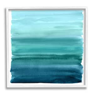 Gradient Turquoise Brushed Composition Design by Allie Corbin Framed Abstract Art Print 24 in. x 24 in.